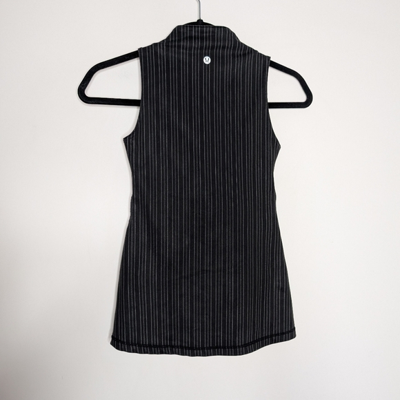 Lululemon Athletica Black Striped Tennis Mock Neck Tank Top 0 2 - Picture 4 of 4